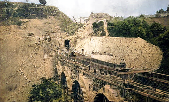 Quaker's Yard Viaduct during its construction.