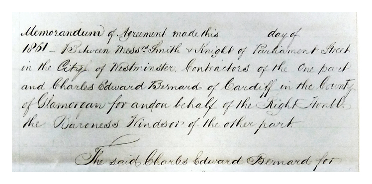 1861 - A Memorandum of Agreement to quarry stone in Penarth and Llandough, for use by the Penarth Harbour dock and Railway Company.