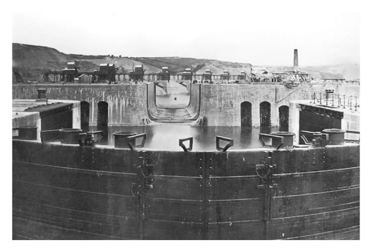 1865 - The wonderful view from the sea lock westwards - building Penarth Dock