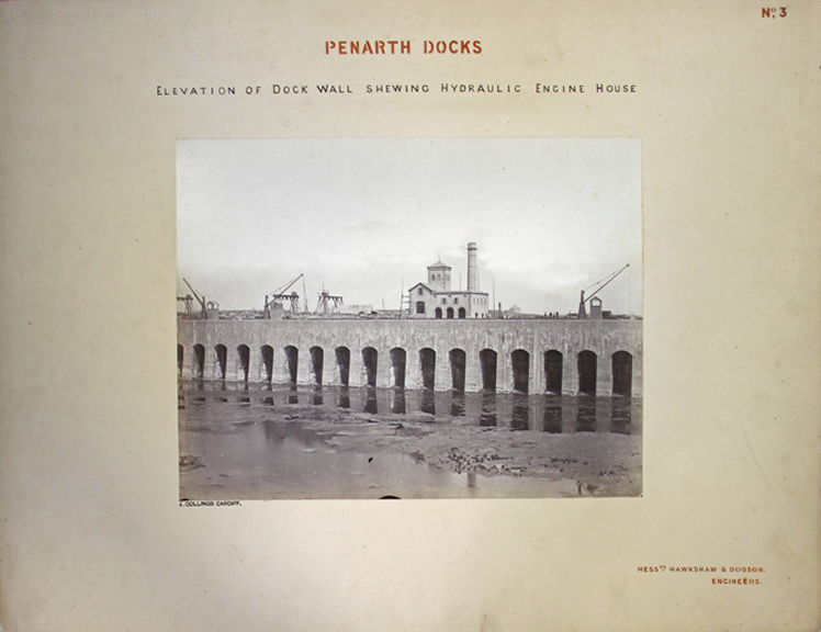 No 3 - Penarth Docks - Elevation of dock wall shewing hyraulic engine house.