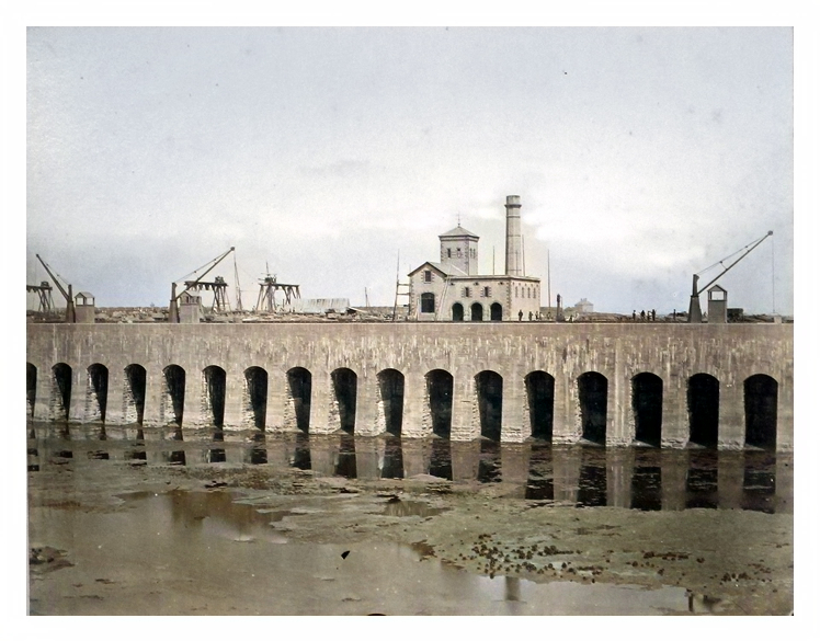 No 3 - Penarth Docks - Elevation of dock wall shewing hyraulic engine house.