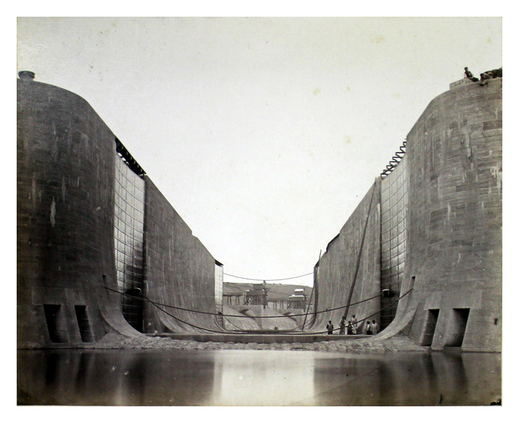 1865 - No 4 - View through the lock shewing the coal tips in the dock. 