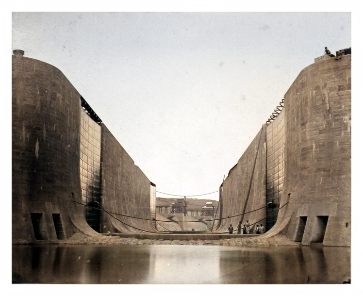 1865 - No 4 - View through the lock shewing the coal tips in the dock. 