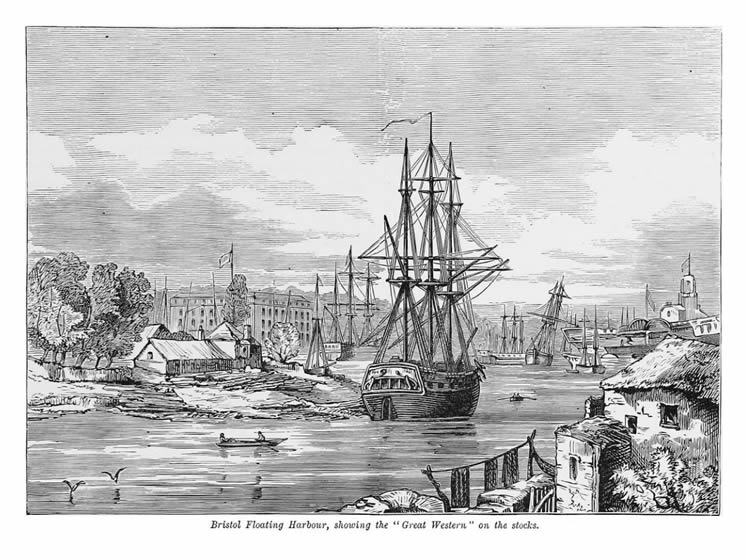 'Bristol Foating Harbour, showing the "Great Western" on the stocks.'