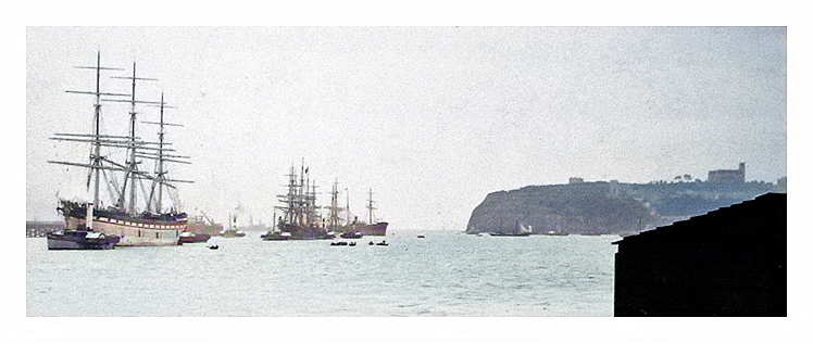 A Fine Day - "Hanging on" - a block ahead. In the distance is a Steamer from Penarth Dock crossing the Channel stern foremost. - June 28th. 1883. 
