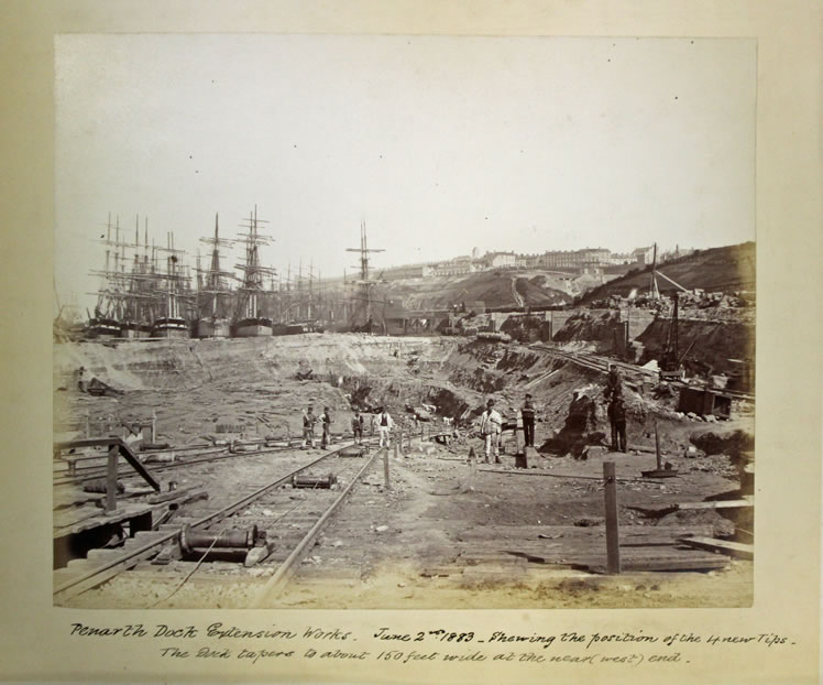 Penarth Dock Extension Works. - June 2nd. 1883 - Showing the position of the 4 new Tips.