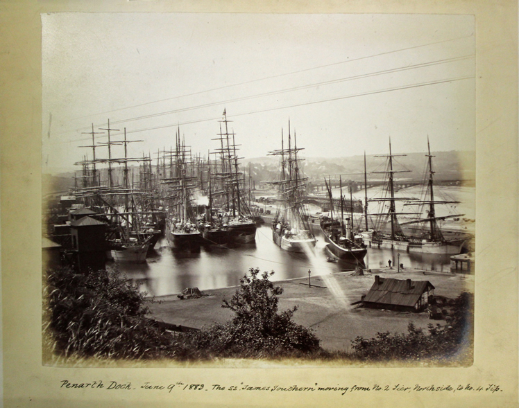 Penarth Dock. - June 9th. 1883. - The ss. " James Southern " moving from No. 2 Tier, North side, to No.4 Tip. 