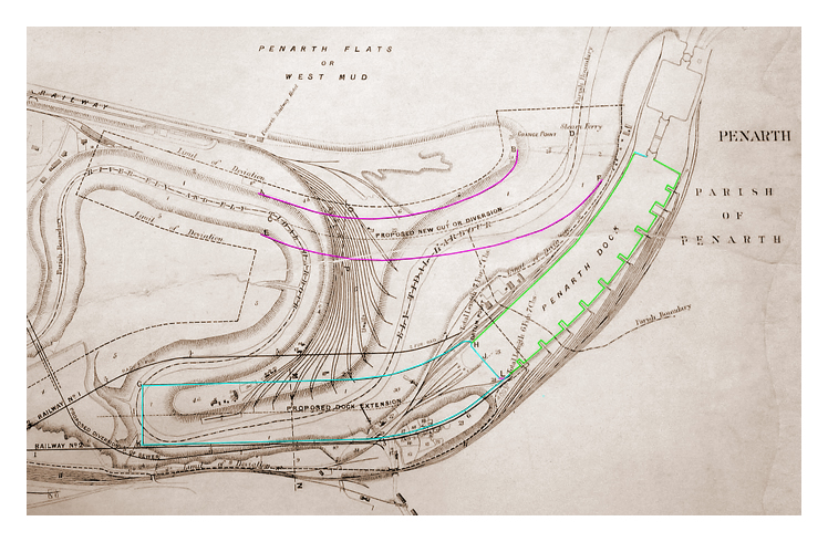 1877 - Penarth Dock Extension - Plan and Sections