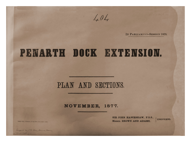 1877 - Penarth Dock Extension - Plan and Sections