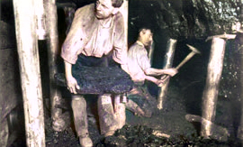 Welsh coal mine - handling coal manually