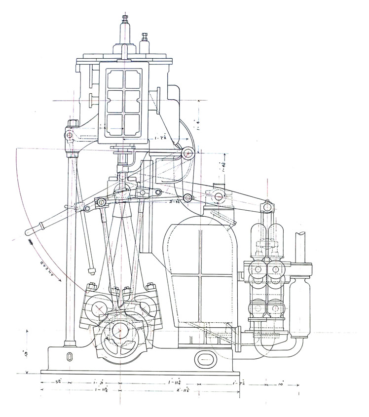 Sections of a drawing of the Compound Surface Condensing Marine Screw Engines of Mission Steamer 'Eirene' - Shop Number No.11 Engine. 