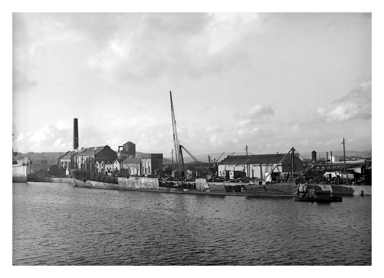 4) - Ship breaking adjacent to the yard of the Penarth Ship Building and Shiprepairing Company.