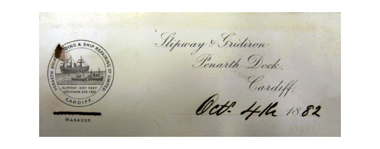 Penarth Ship Building and Shiprepairing Company letterhead 1880's.
