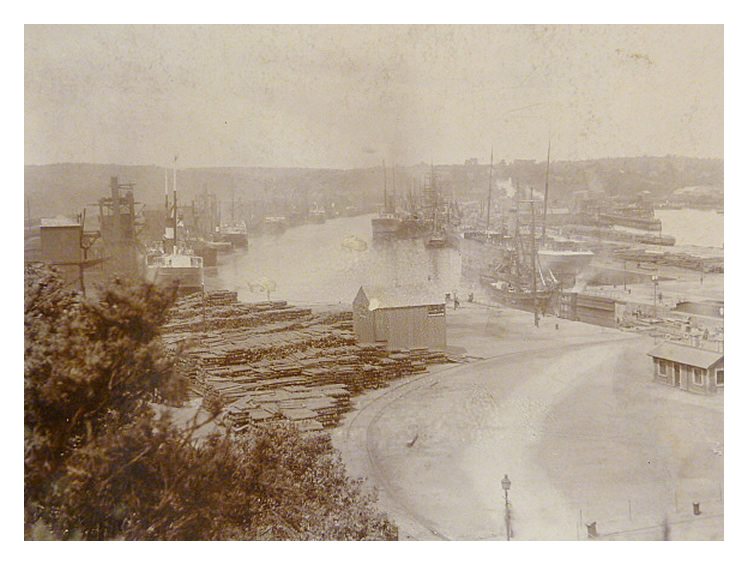 1896 - '8 light steamers in Penarth Dock waiting for tips.'