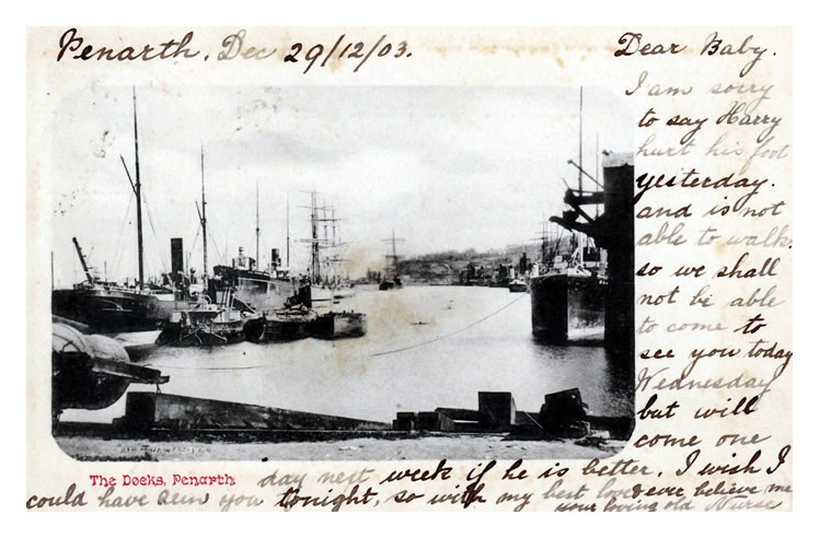 Penarth Dock postcard - c .1903