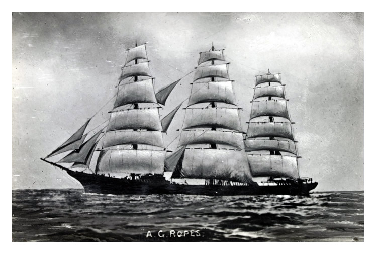 'A. G. Ropes' in full sail
