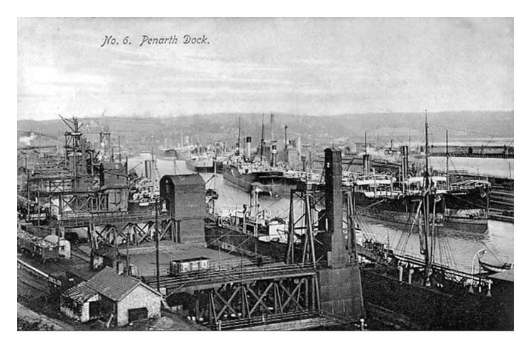 Penarth Dock c.1907 busy dock