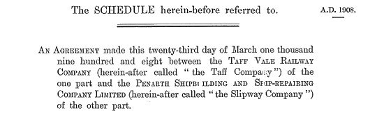 Taff Vale Railway Act 1908 Schedule