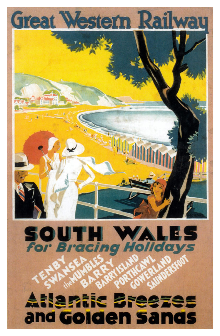 Great Western Railway :&nbsp;South Wales for Bracing Holidays : Atlantic Breezes and Golden Sands.