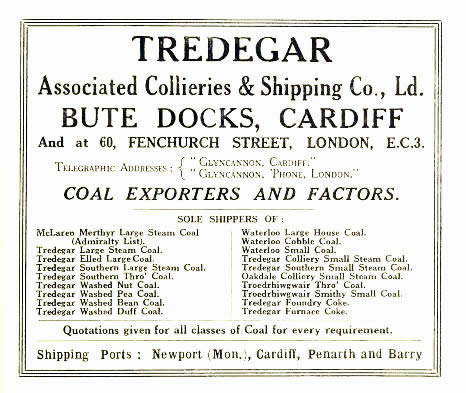 Tredegar Associated Collieries & Shipping Co., Ld.of Bute Docks, Cardiff.