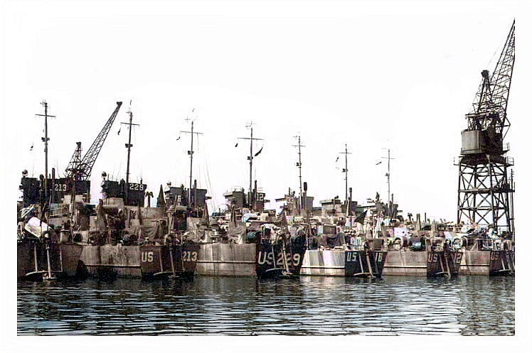 LST craft in the Penarth Docks in readiness for the &lsquo;D&rsquo; Day Operation in 1944.