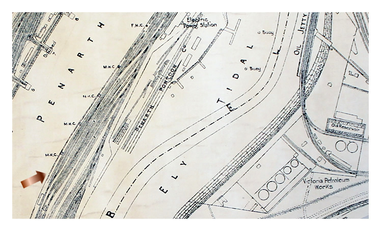 track layout Penarth Dock - landmine 1941