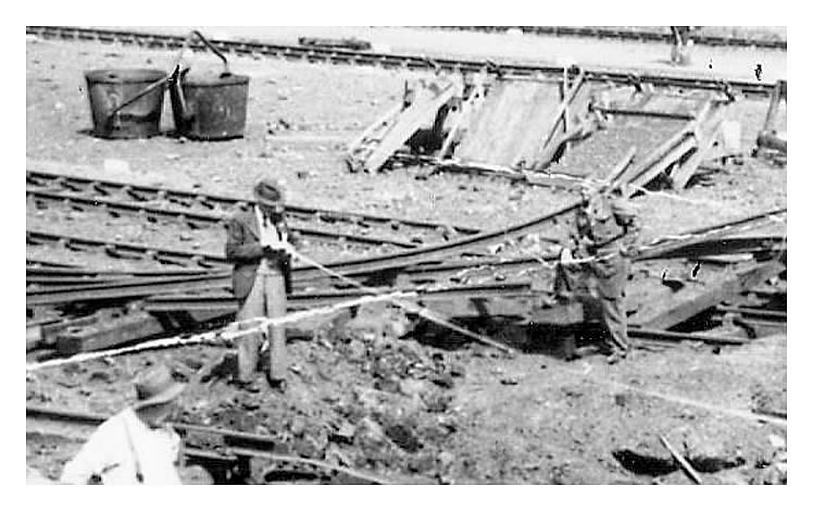 Surveying the landmine damage at Penarth Dock