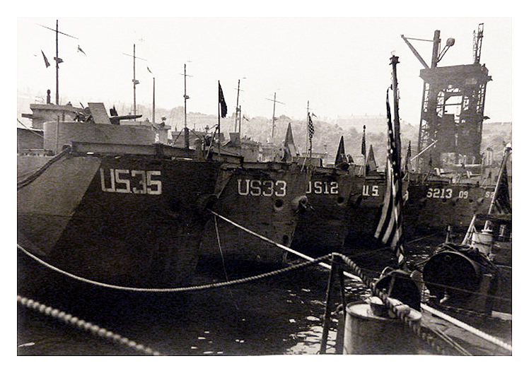 1943-4 - LST's moored up across Penarth Dock.