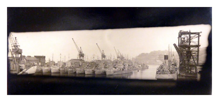 1943-4 - Two views of the Penarth Dock. I'm not sure from what vantage point the photograph was taken ; maybe it was through an on-board gun emplacement slit.