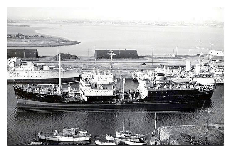 Penarth Dock - Royal Naval supply ship, an oil tanker, the "Eddyreef" taken in early 1959
