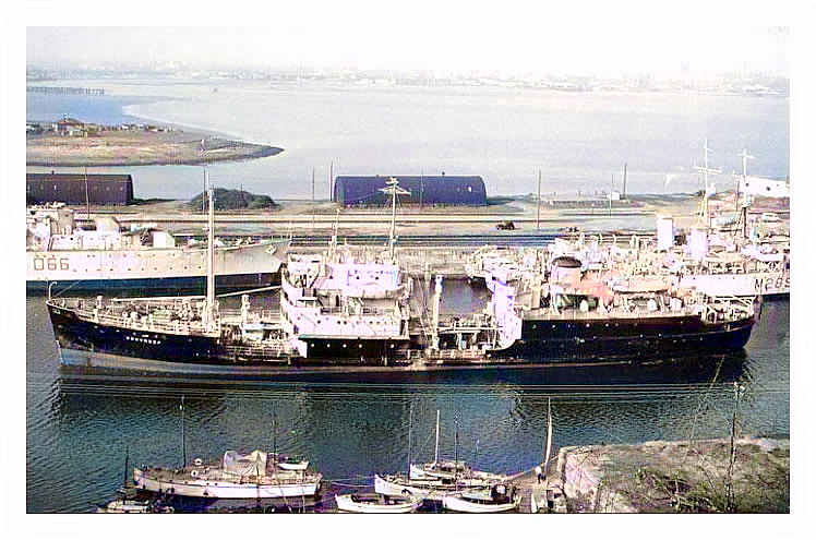 Penarth Dock - Royal Naval supply ship, an oil tanker, the "Eddyreef" taken in early 1959
