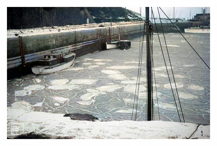 1963 - A January view of Penarth Dock Basin south quay looking toward the main dock.