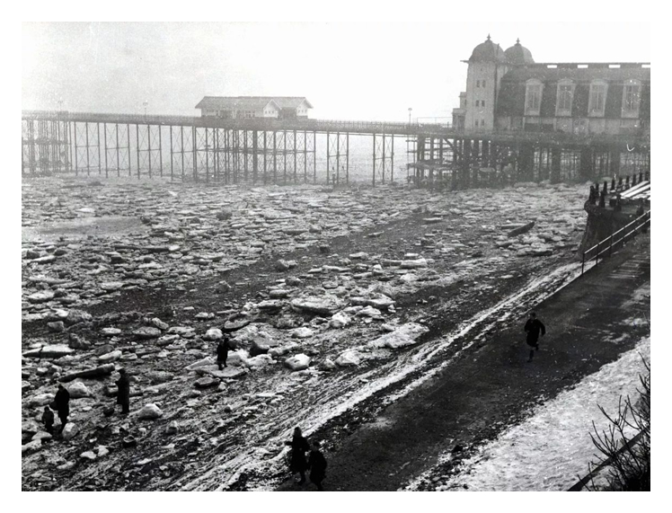 1963 - Two views over at Penarth Beach in January 1963. 