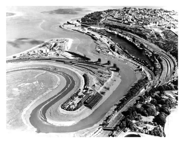 An aerial view of the Penarth Dock and the Ely Tidal Harbour.