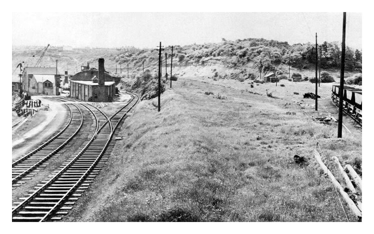 At the rear of the Penarth Dock Engineering Company works.