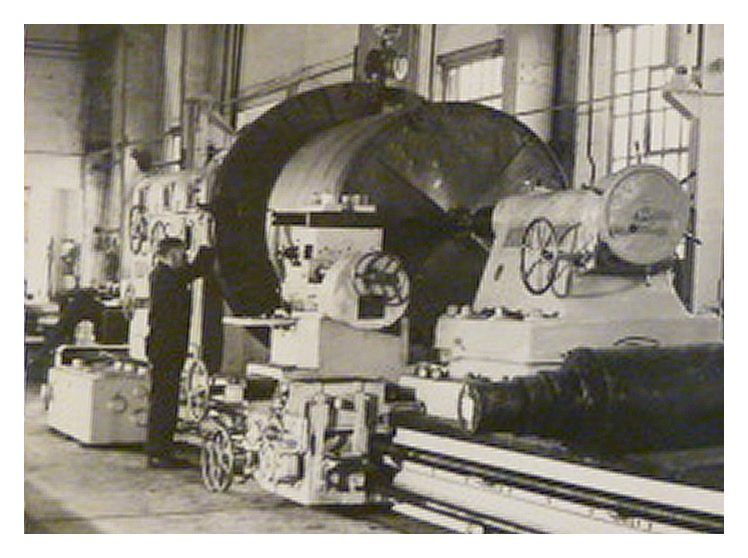 1970's - 80's - The large Noble and Lund centre-lathe installed within the main machine shop at the Penarth Dock Engineering Company Limited.