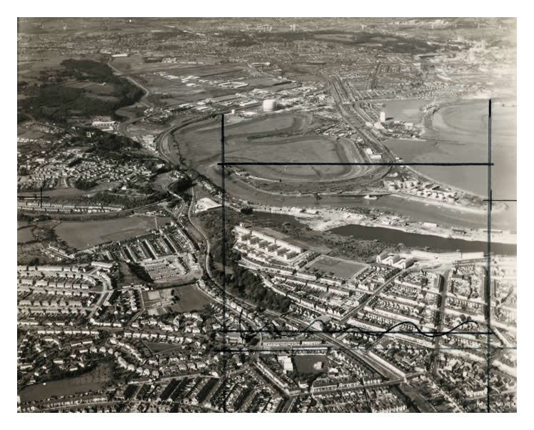1970 - Another ariel view of Penarth Dock, the Tidal Harbour and over toward Grangetown gas works, with the route of the former Taff Vale Railway and the Barry Railway Company clearly defined. The photograph is accredited to Terence Soames (Cardiff) Limited and taken on the 29th September 1970. 