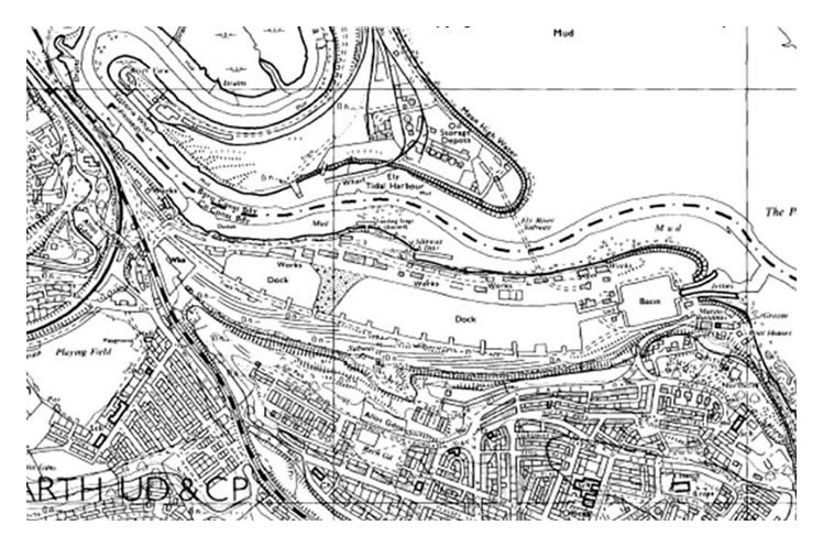 The map of 1970 - 74 of Penarth Dock