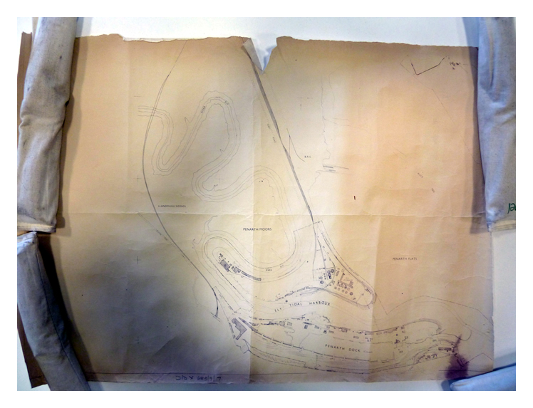 The plan of Penarth Dock and the meandering route of the River Ely