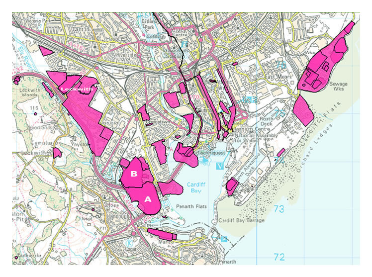 Environment Agency in 2014 - extent of rubbish tips in proximity of Penarth Marina.