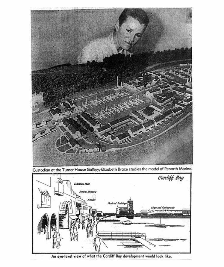 1986 - A newspaper article 'When the boats come in at Penarth' and a model of the Penarth Marina.