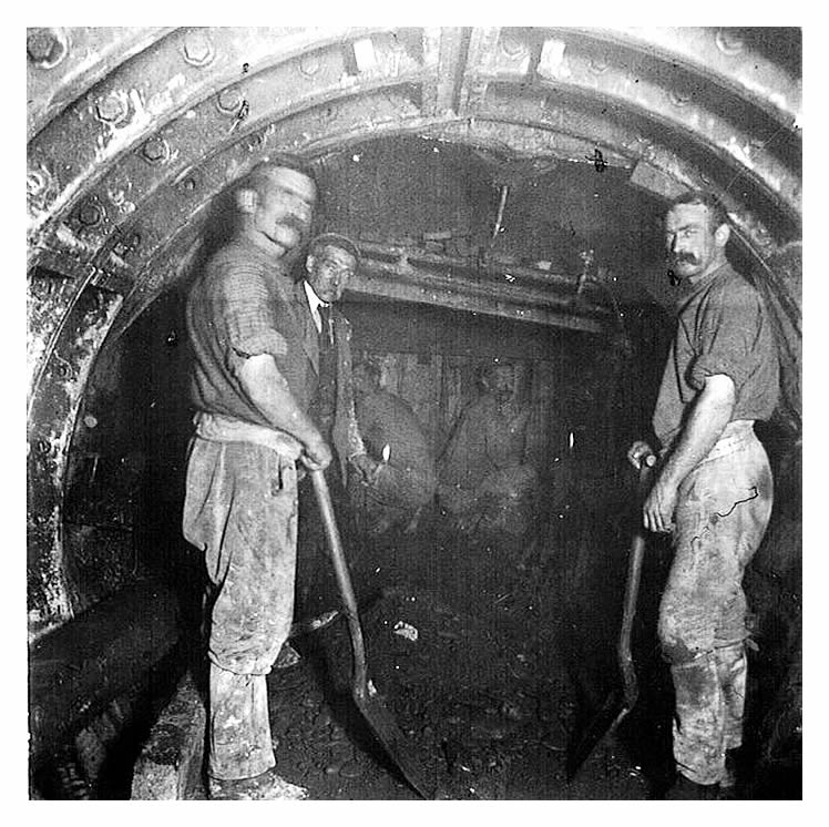 view inside the Greathead tunneling shield under the River Ely subway, Penarth.