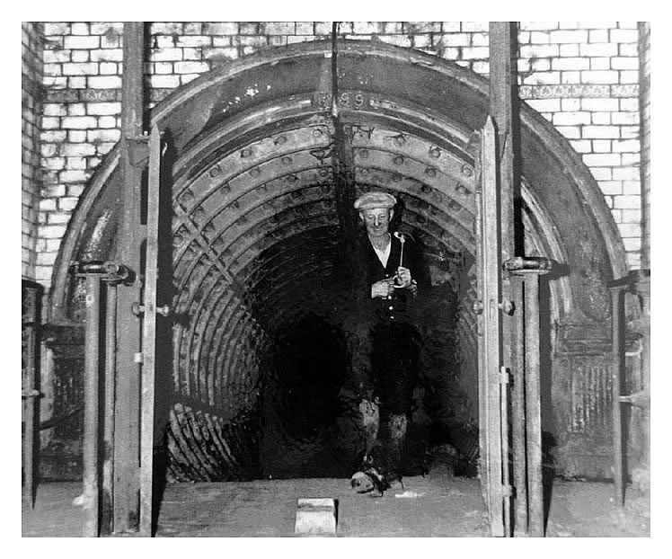 The last man through at or near to closure of the River Ely subway, Penarth, on the 30th September 1963.