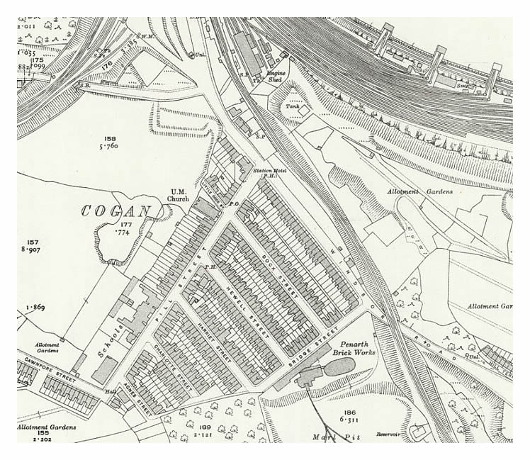 1920 - map Cogan, Penarth