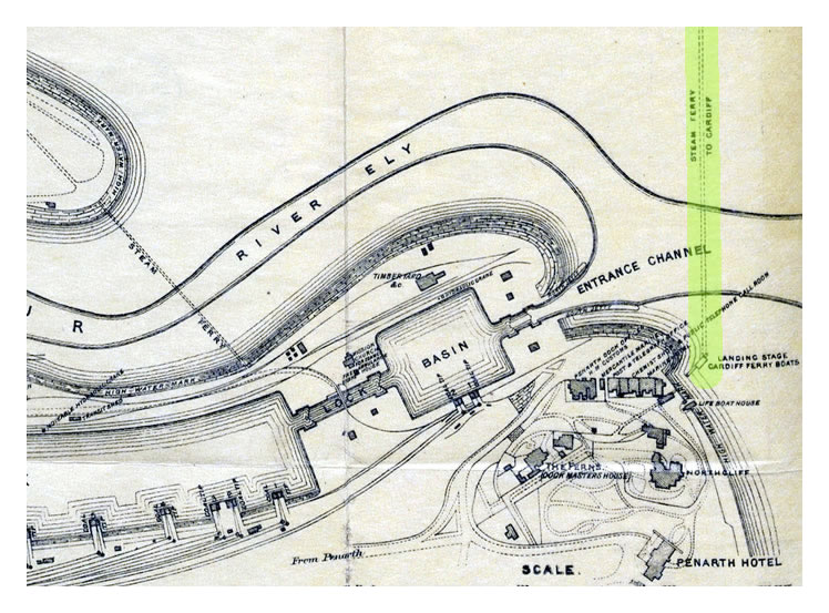 Map of Ferry and Chain Ferry Crossings at Penarth - 1895