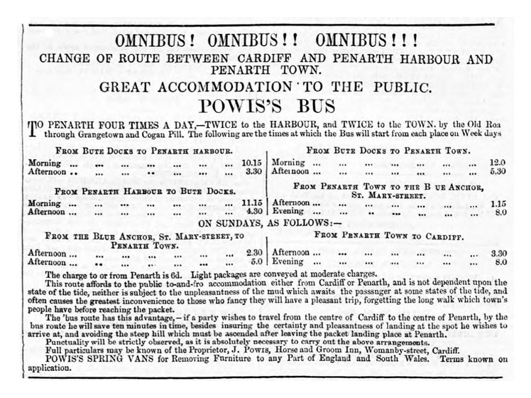 Powis's Bus - Cardiff to Penarth - 1860 