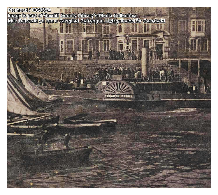 c.1890 - The 'Iona' as the 'Penarth Ferry' at the Pierhead, Bute Docks, Cardiff. 