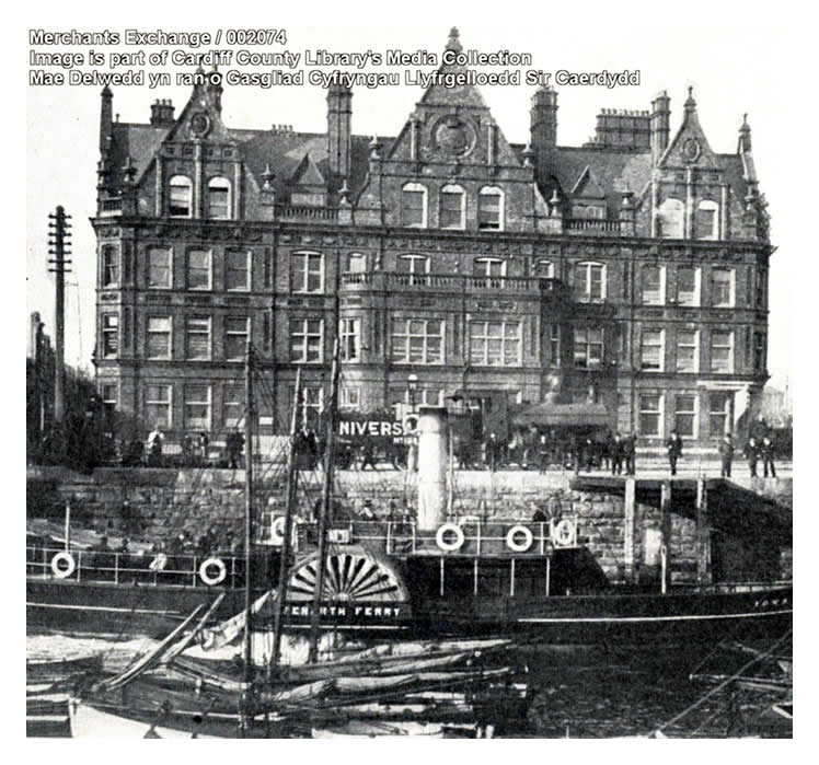 Merchant's Exchange - c.1890 - The 'Iona' as the 'Penarth Ferry' at the Pierhead, Bute Docks, Cardiff.
