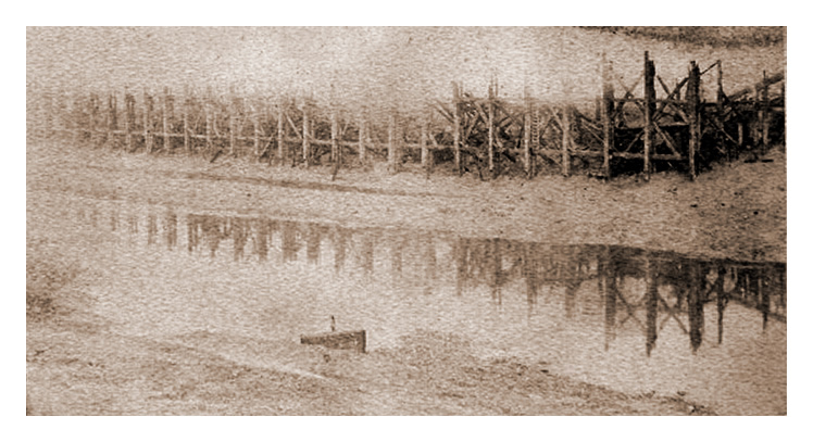 1888 - After the fire - The remains of the Victoria Wharf jetty.