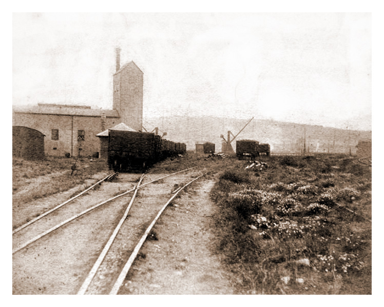 c.1888 - The approach to 'C' site jetty, including the hydraulic engine house and accumulator of the Taff Vale Railway Company.